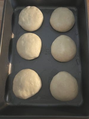 Shaped and in the pan, before the final proof