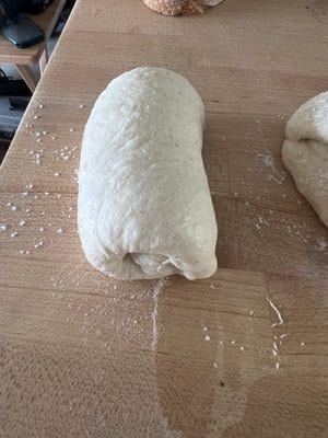 Shaped: folded, sealed, and starting to lengthen