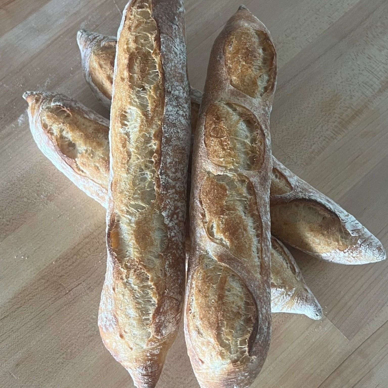 Demi baguettes with golden crackly crust