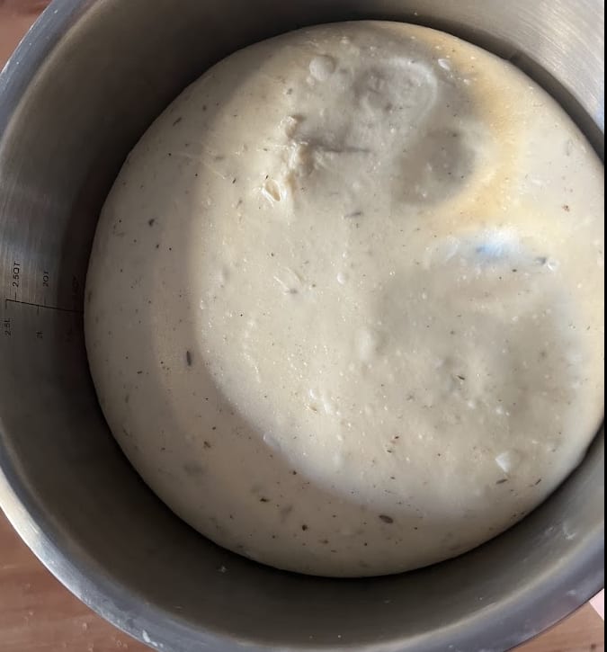 After first proofing - this is when it went in the fridge.