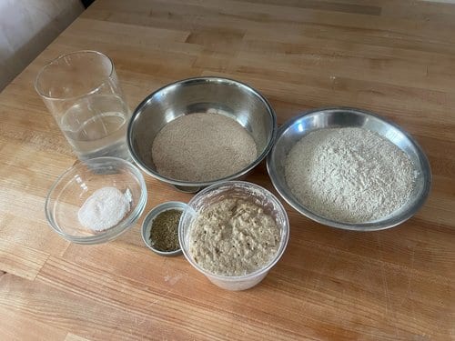 Everything for the dough, weighed out