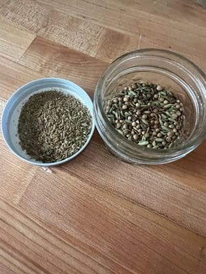 Fennel, caraway, and coriander: ground and whole